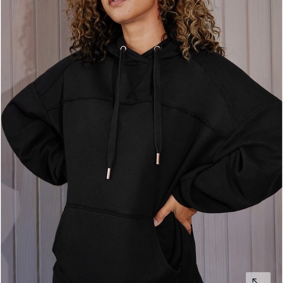 Savage X Fenty Black Caviar Longsleeve Oversized Xssential Drawstring Hoodie - Picture 5 of 17